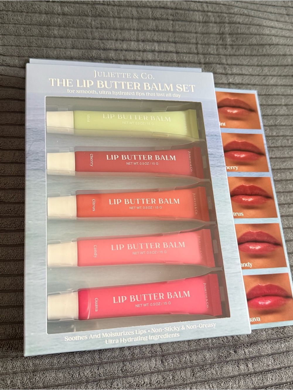 Juliette & Co Lip Butter Balm Set of 5 Hydrating Vegan - Picture 2 of 8